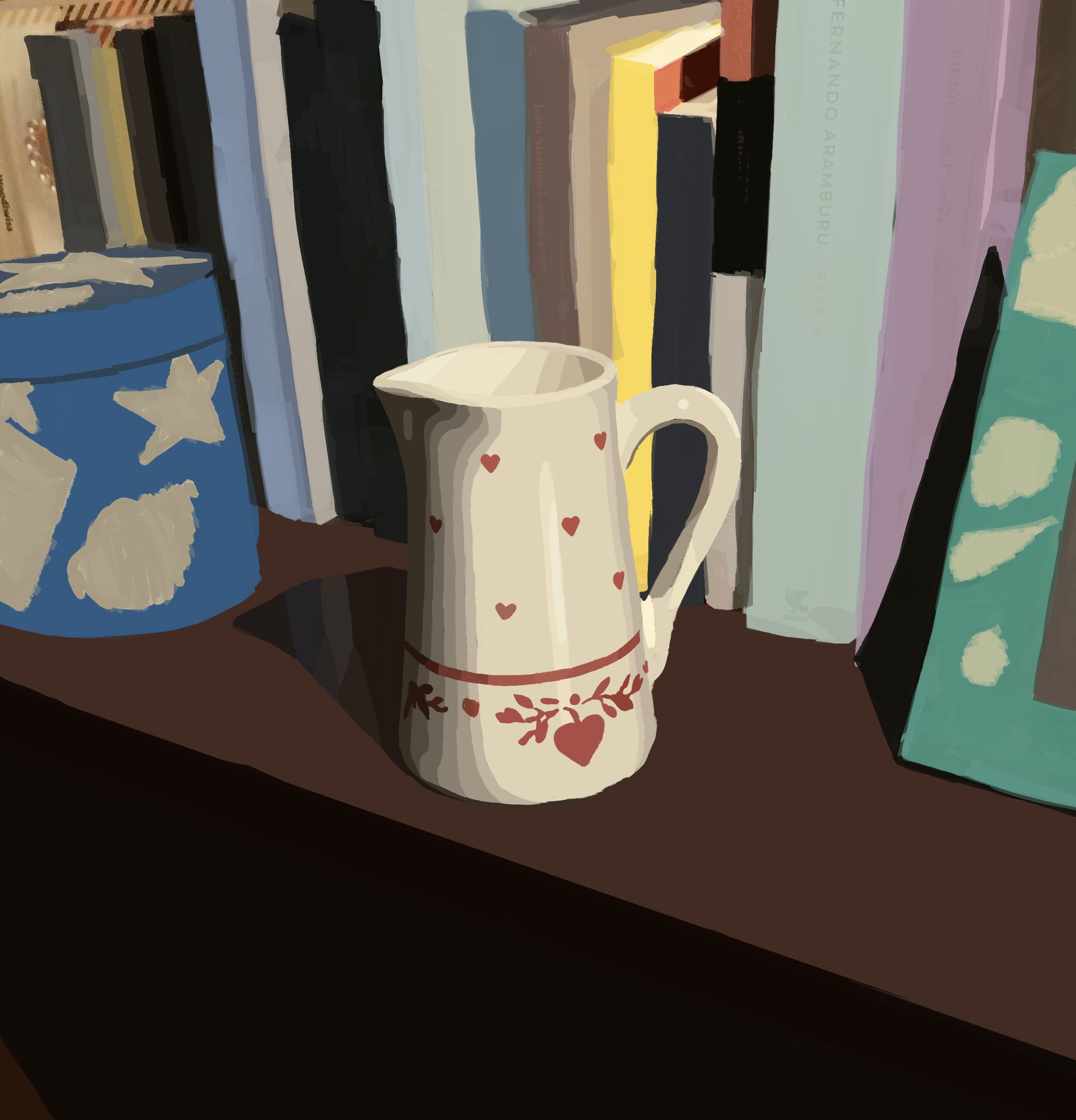 Semi—realistic still life of a white cup